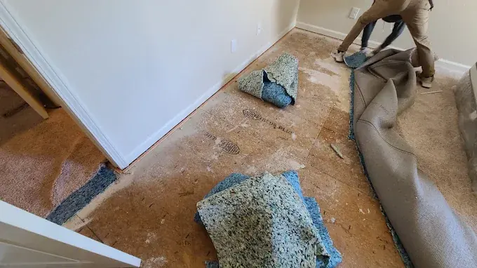 A dehumidifier drying a crawl space in a Johnston County home