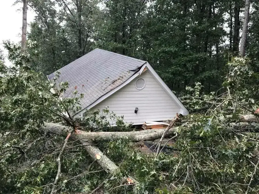 Roof leak and ceiling stain after a Johnston County storm